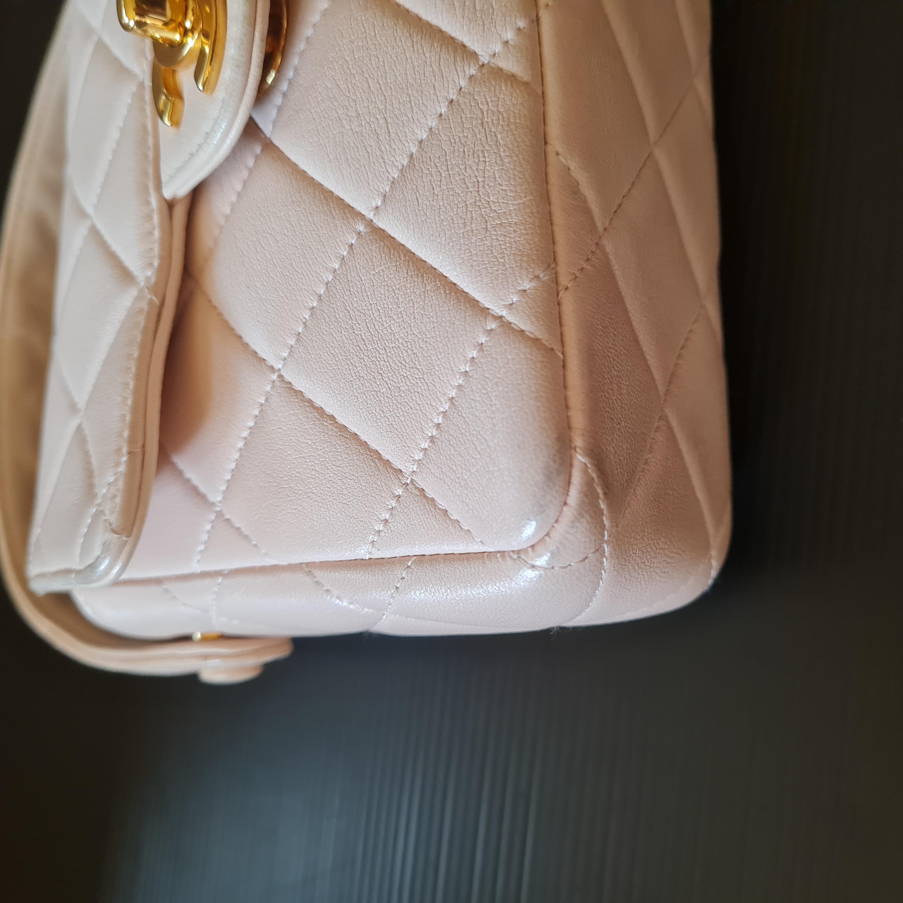 1990s Chanel Lambskin Quilted Mini Top Handle Bag For Sale 3