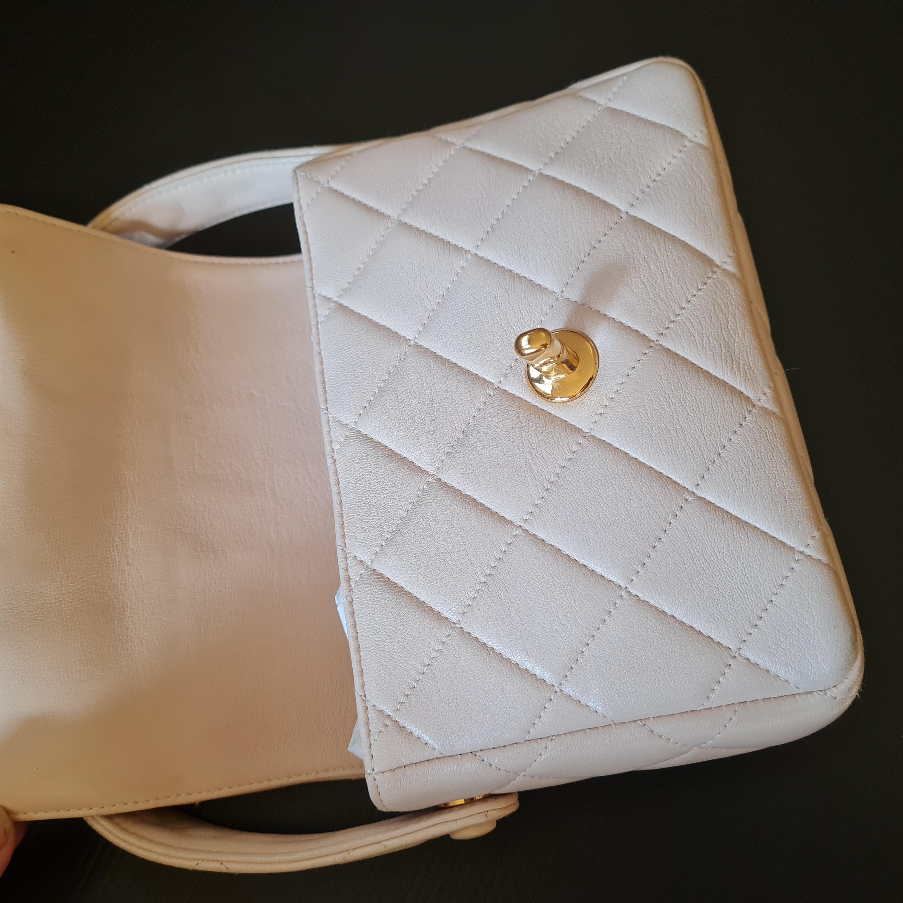 1990s Chanel Lambskin Quilted Mini Top Handle Bag For Sale 9