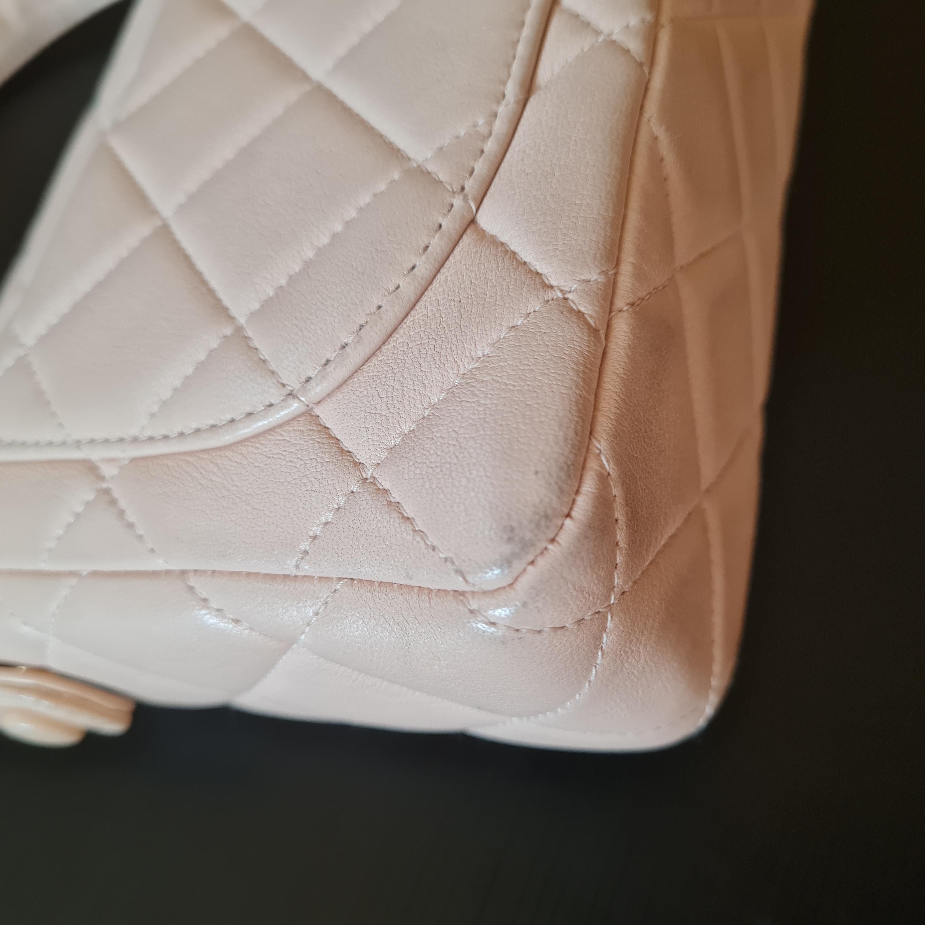 Gray 1990s Chanel Lambskin Quilted Mini Top Handle Bag For Sale