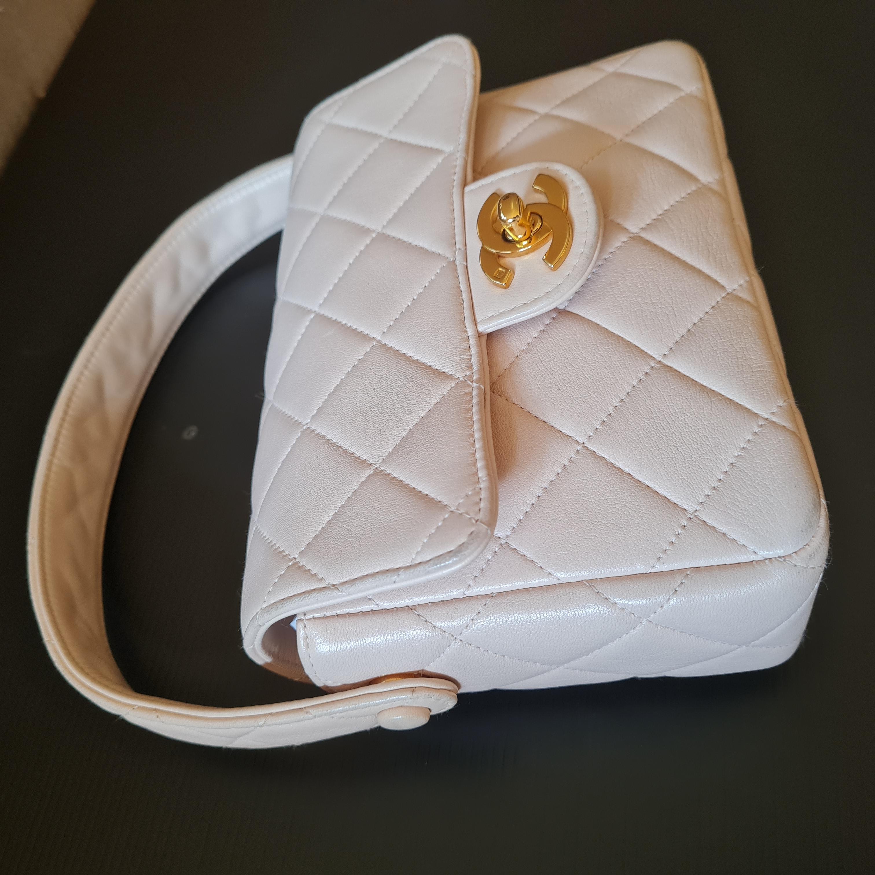 1990s Chanel Lambskin Quilted Mini Top Handle Bag For Sale 1