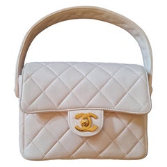 1990s Chanel Lambskin Quilted Mini Top Handle Bag