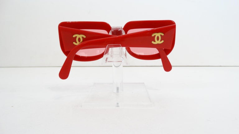 1990s Chanel Lipstick Red Retro Sunglasses at 1stDibs