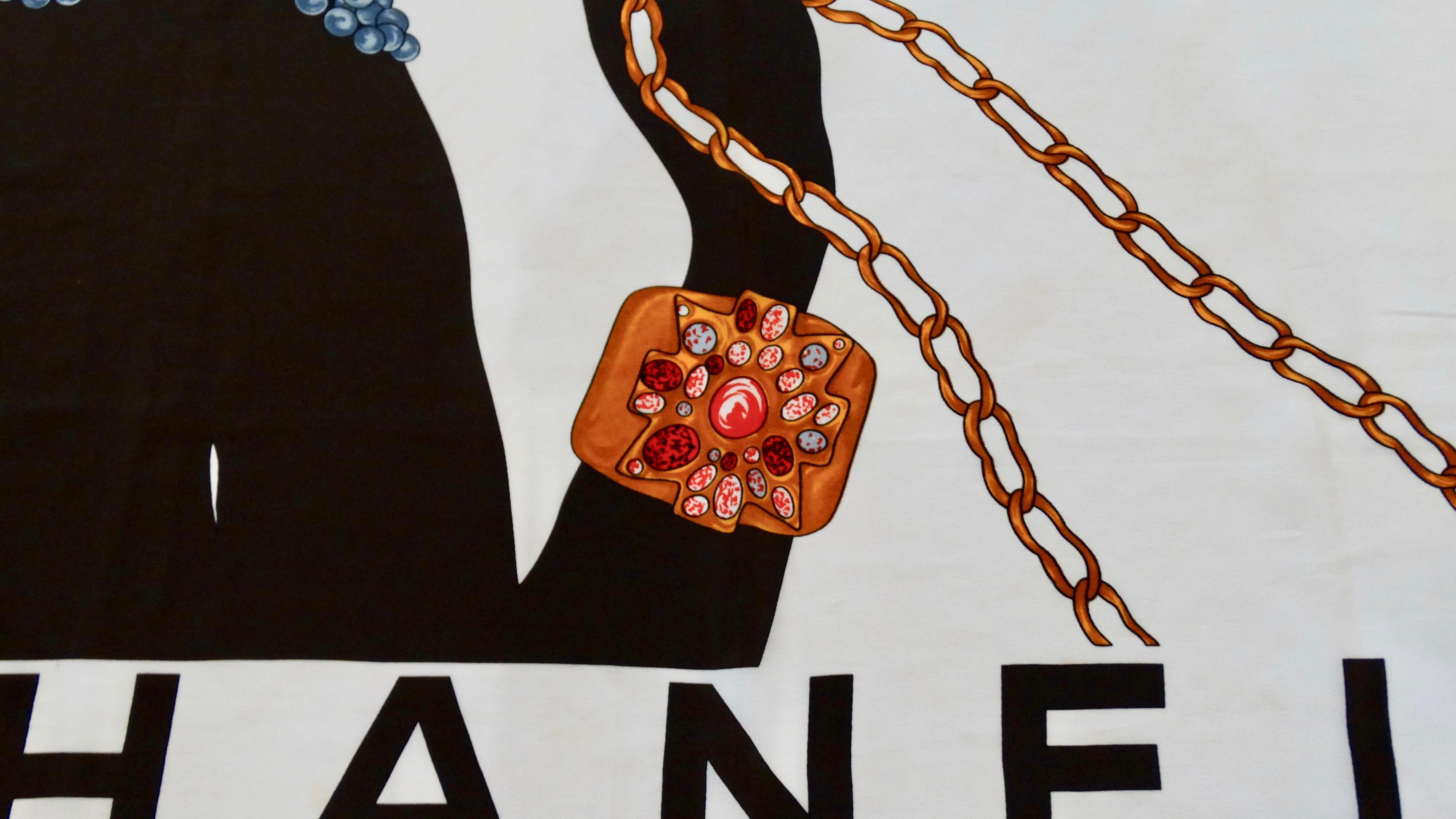 écharpe en soie Chanel Mademoiselle des années 1990 Bon état à Scottsdale, AZ