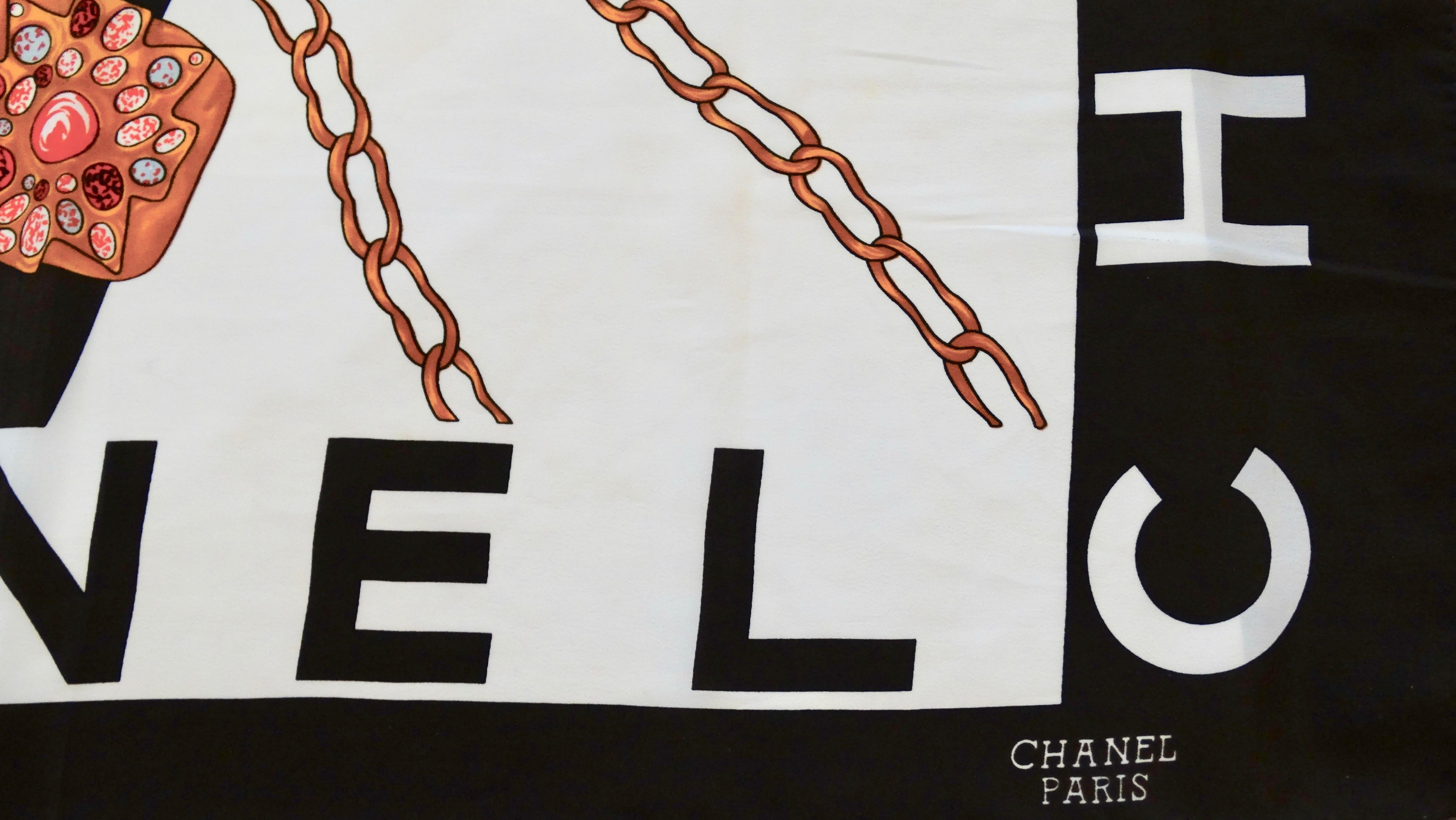 écharpe en soie Chanel Mademoiselle des années 1990 1