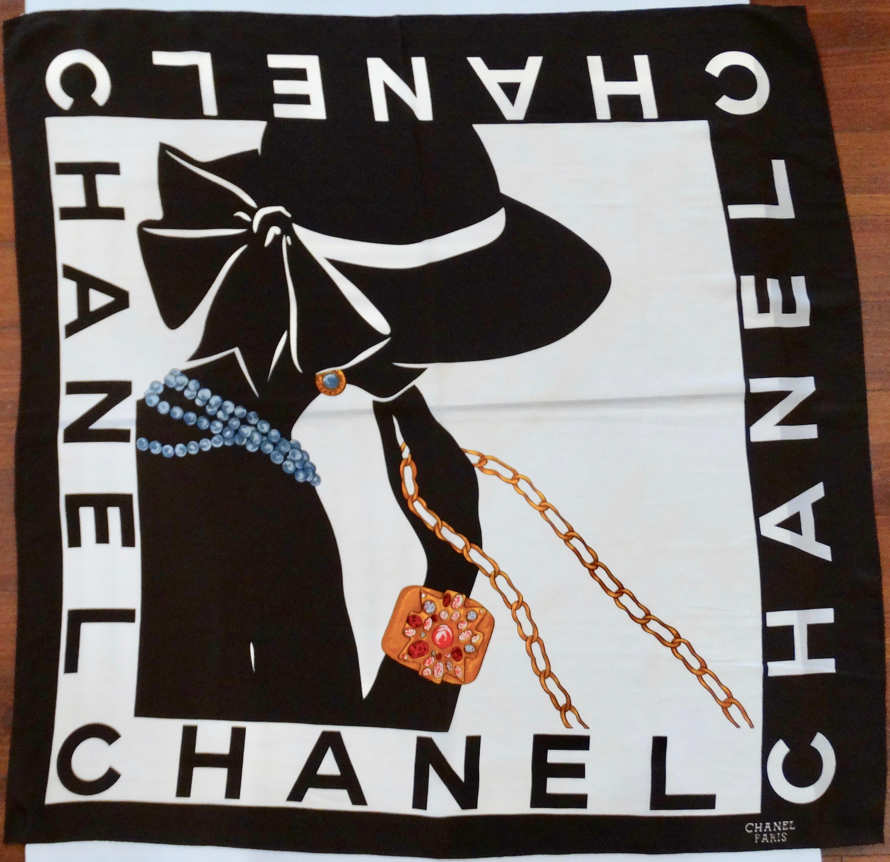 Women's or Men's 1990s Chanel Mademoiselle Silk Scarf