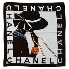 Retro 1990s Chanel Mademoiselle Silk Scarf