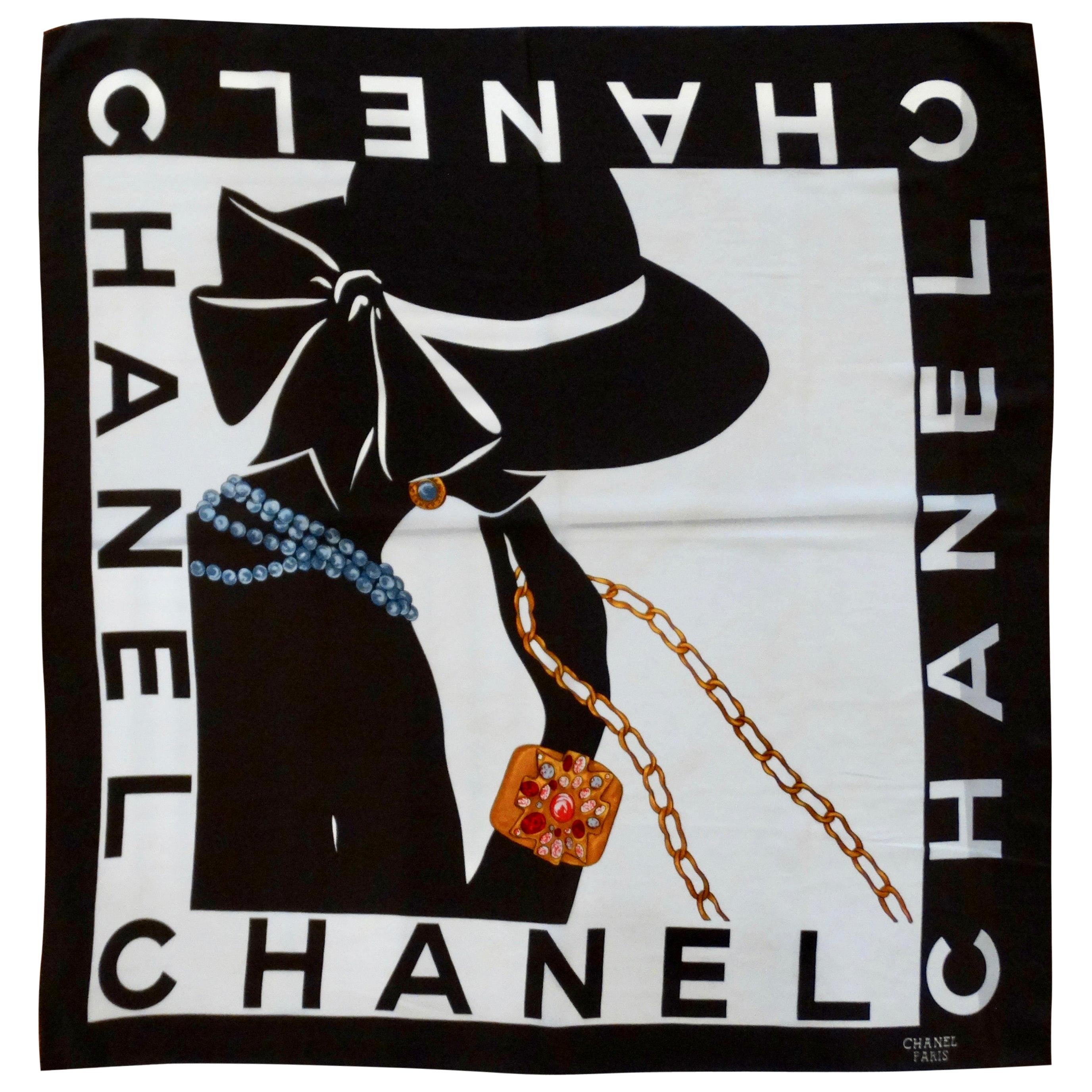 Chanel 1990s Mademoiselle Silk Scarf at 1stDibs