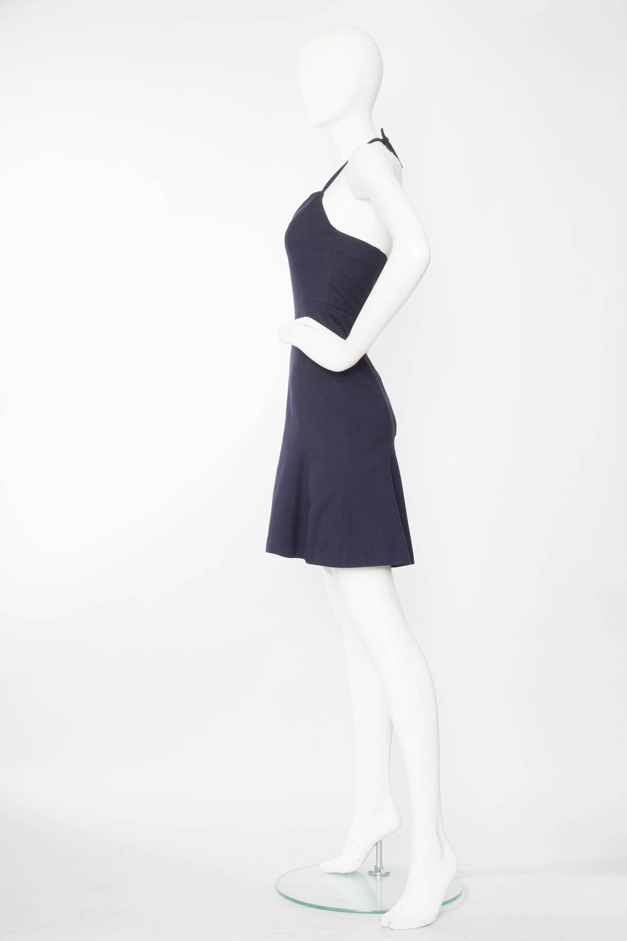 Black 1990s Chanel Navy Cotton Dress For Sale
