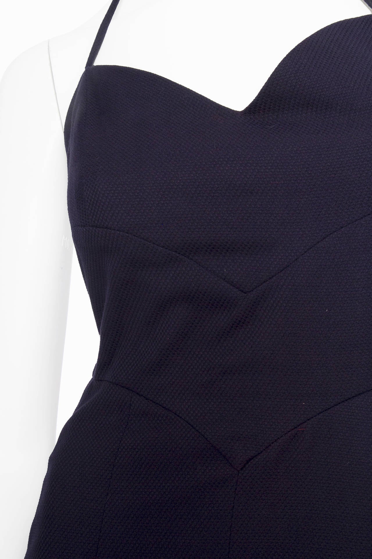 1990s Chanel Navy Cotton Dress For Sale 4