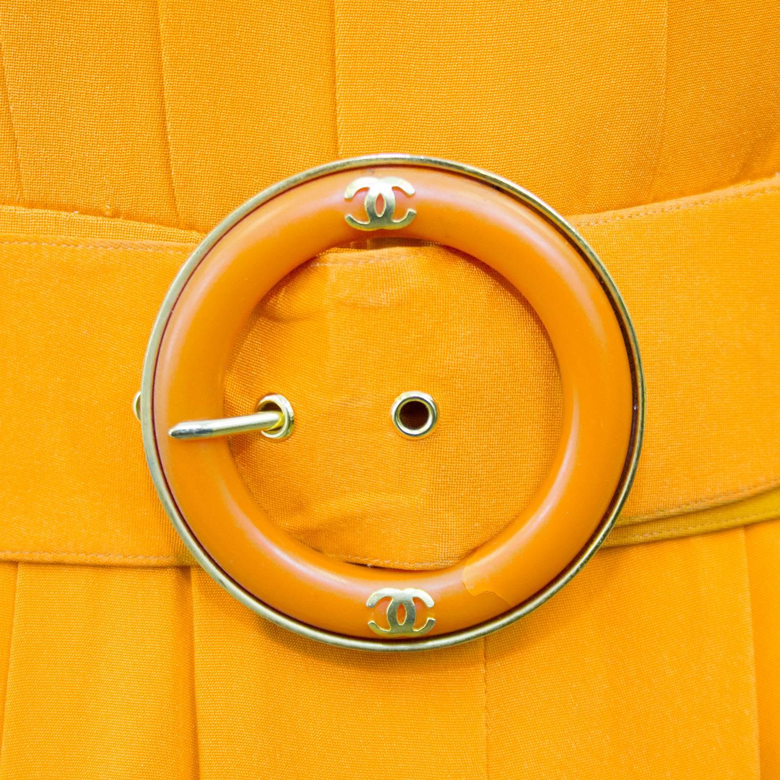 1990s Chanel Orange Silk Belted Jumpsuit In Excellent Condition In Toronto, Ontario