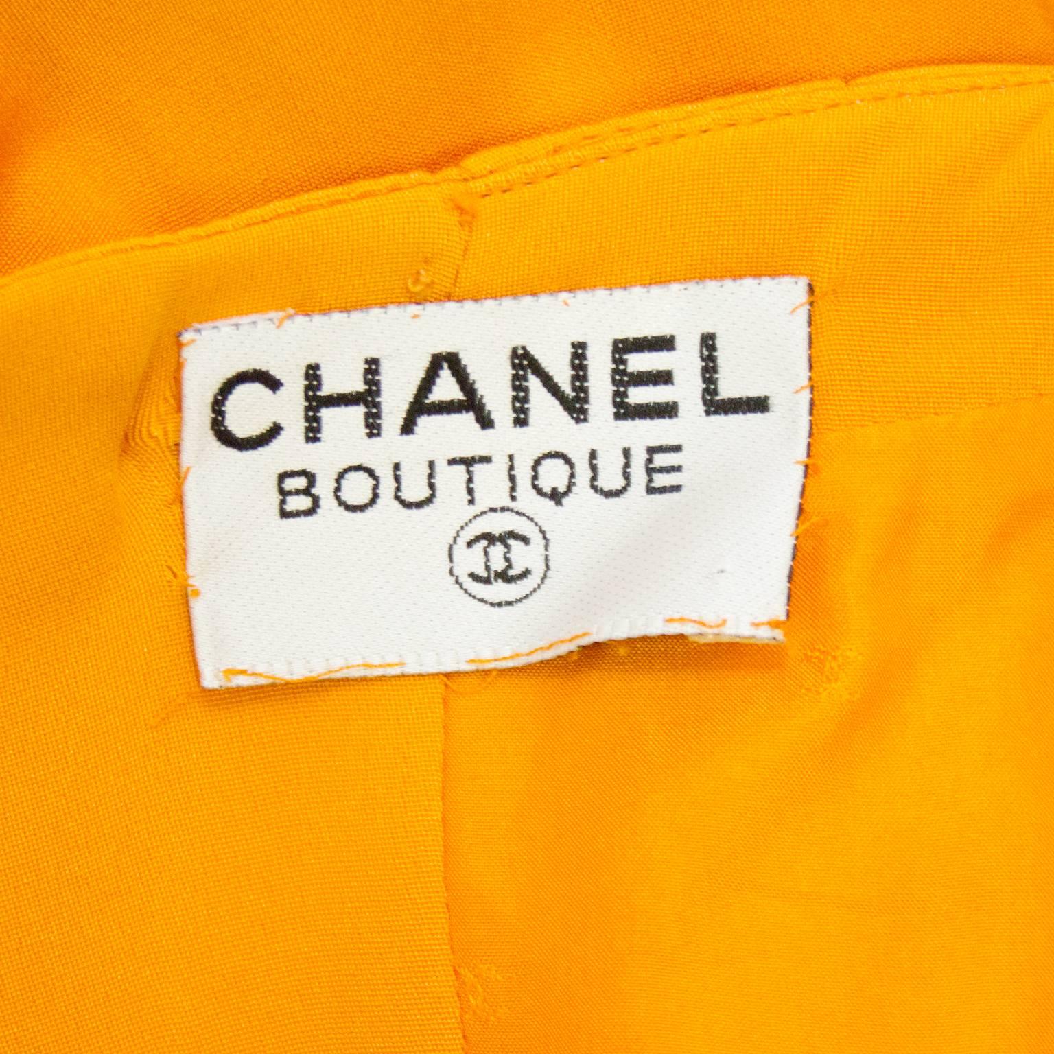 1990s Chanel Orange Silk Belted Jumpsuit 1