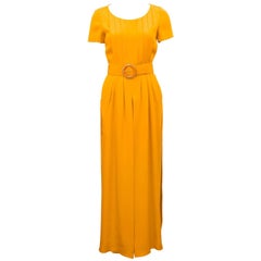Vintage 1990s Chanel Orange Silk Belted Jumpsuit