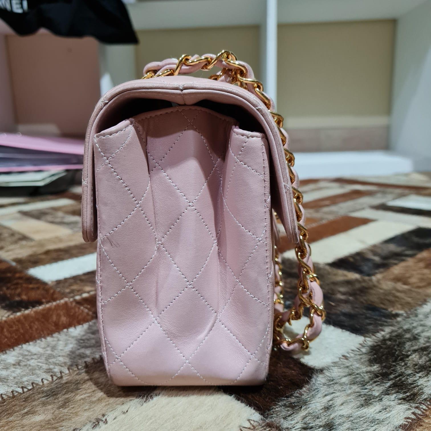 1990s Chanel Pink Leather Double Face Flap Bag 8