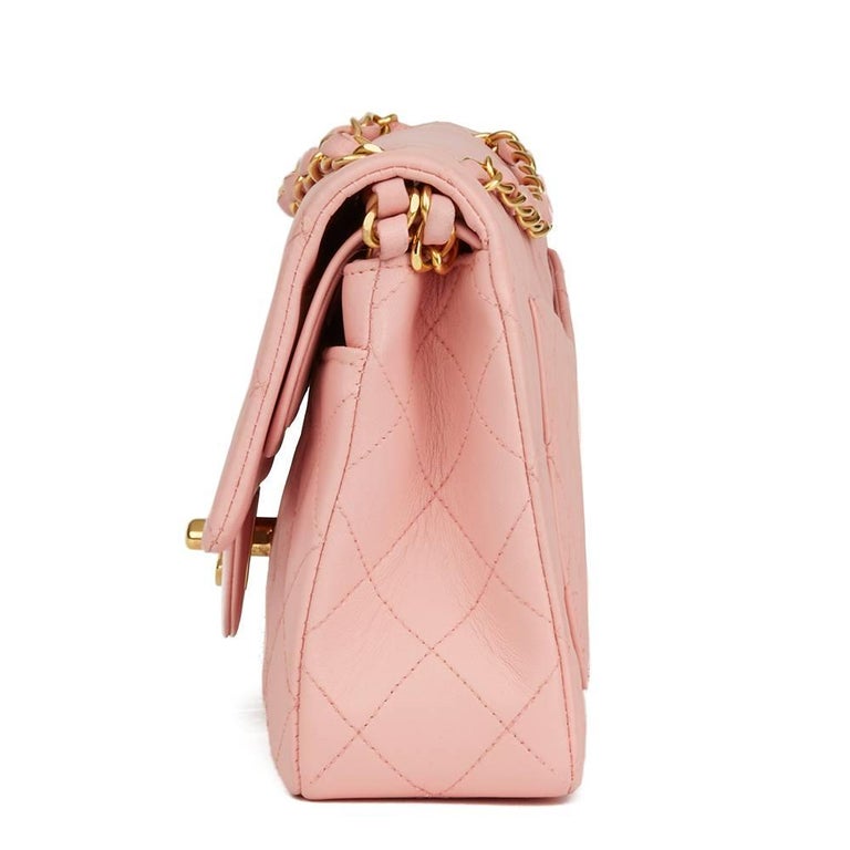 Chanel Pink Quilted Lambskin Vintage Small Classic Double Flap Bag ...