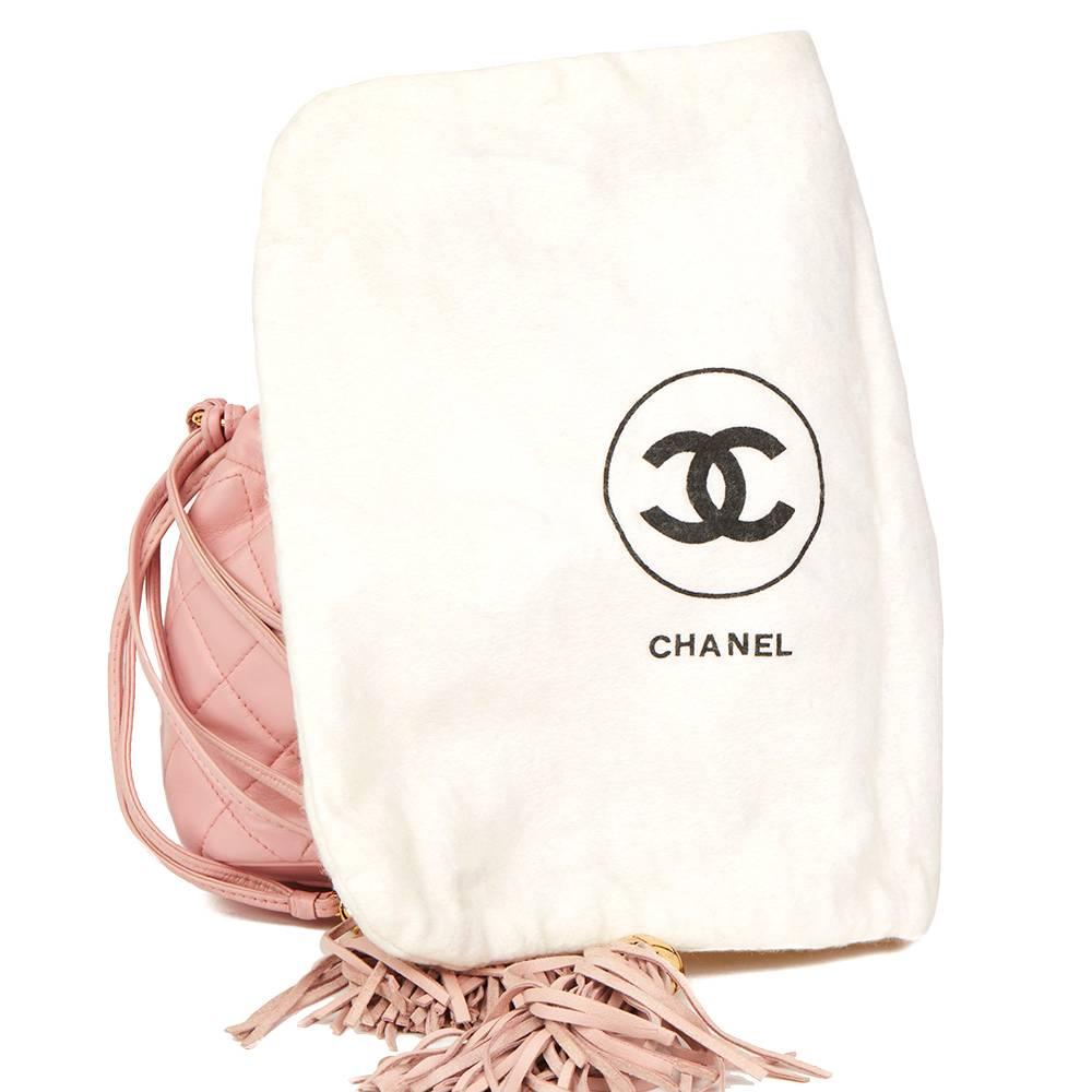 Women's 1990 Chanel Pink Quilted Lambskin Vintage Timeless Bucket Bag 