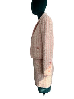1990s Chanel Pink Tweed Jacket mini skirt set