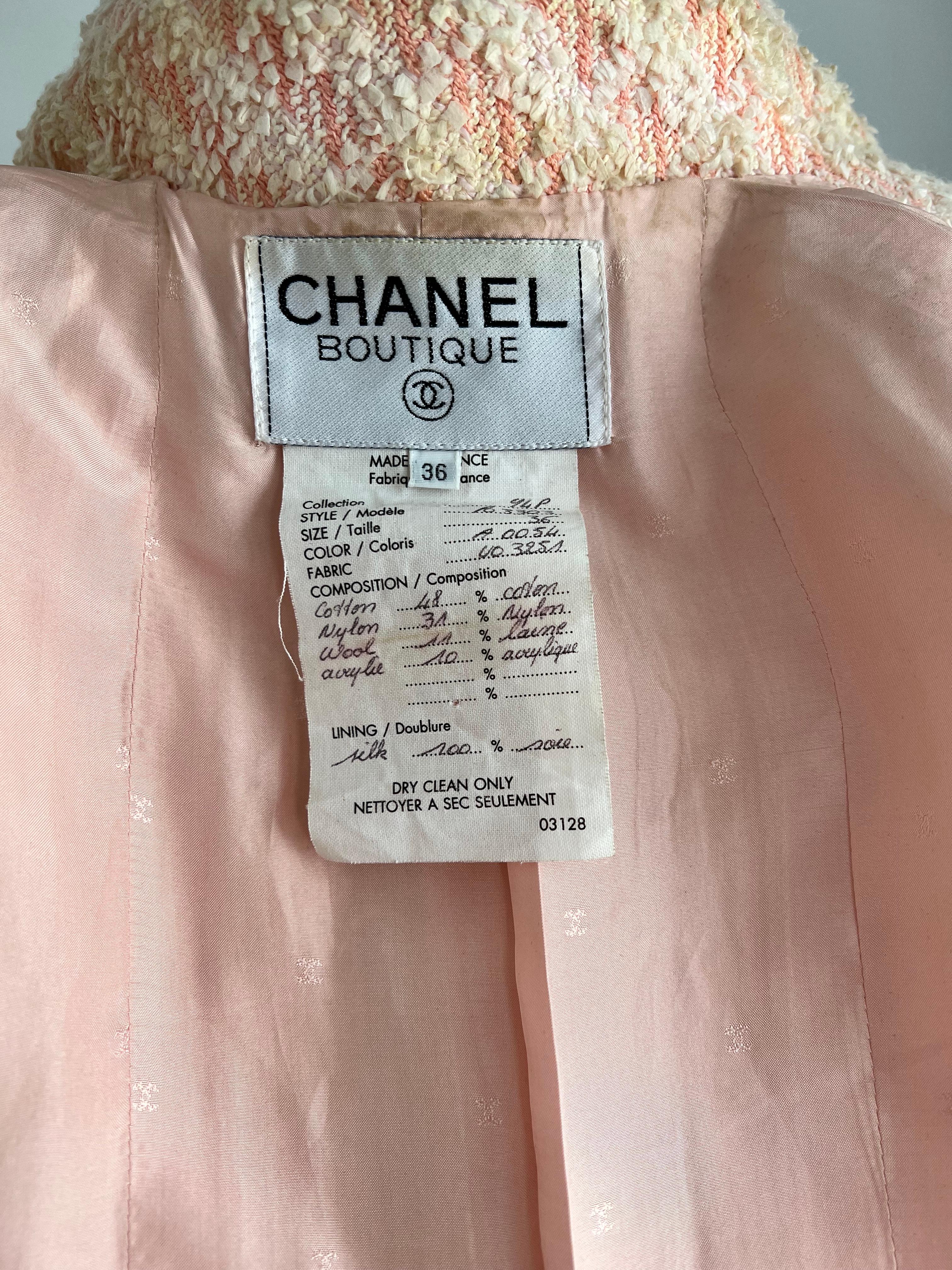 1990s Chanel Pink Tweed Jacket mini skirt set  For Sale 1