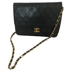 1990s Chanel Quilted Black Classic Single Flap Handbag w/COA, Dust Bag and Box