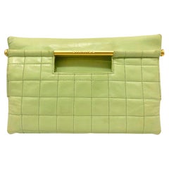 1990s Chanel Quilted Mint Green Top Handle Bag