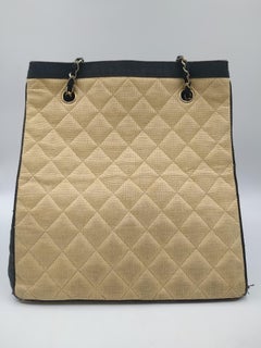 1990s Chanel Raffia Straw CC Logo Quilted Chain bag