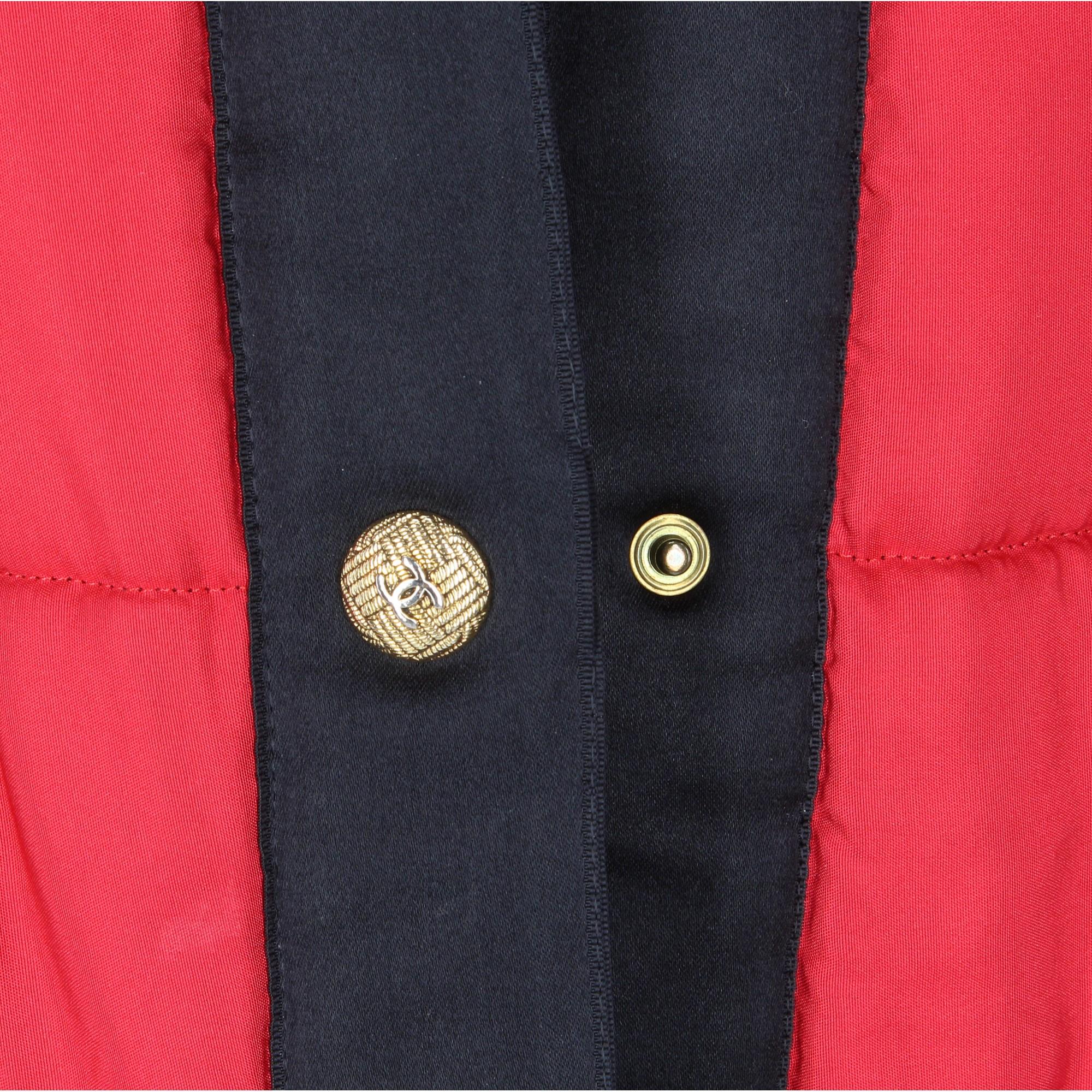 1990s Chanel Red And Black Duffle Coat 8