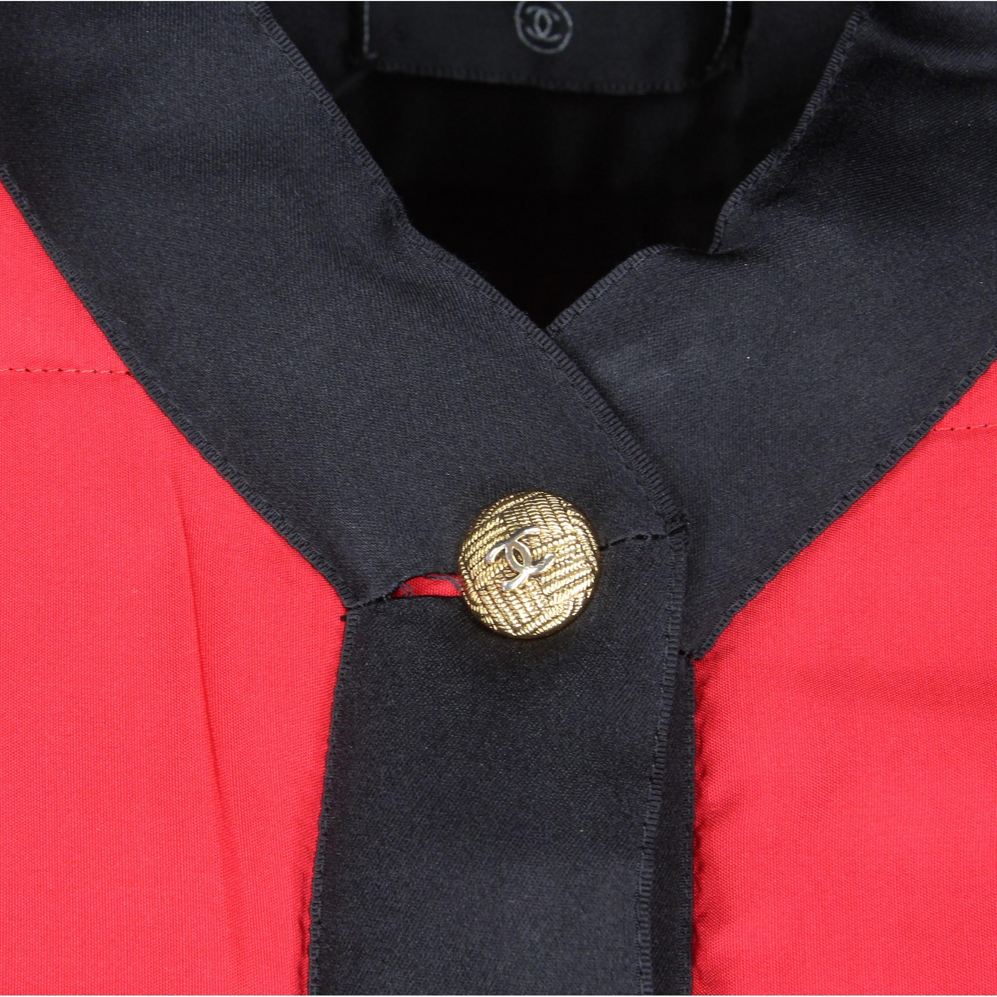 1990s Chanel Red And Black Duffle Coat 1