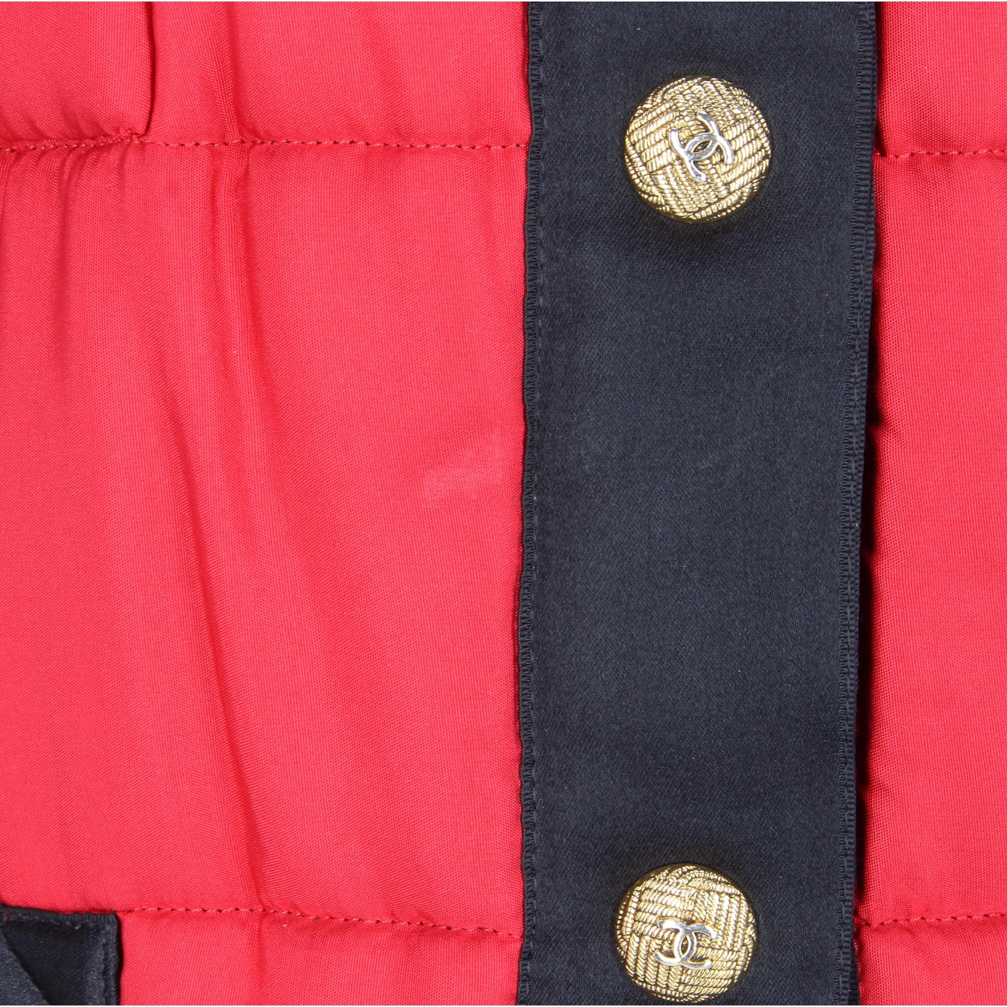1990s Chanel Red And Black Duffle Coat 4
