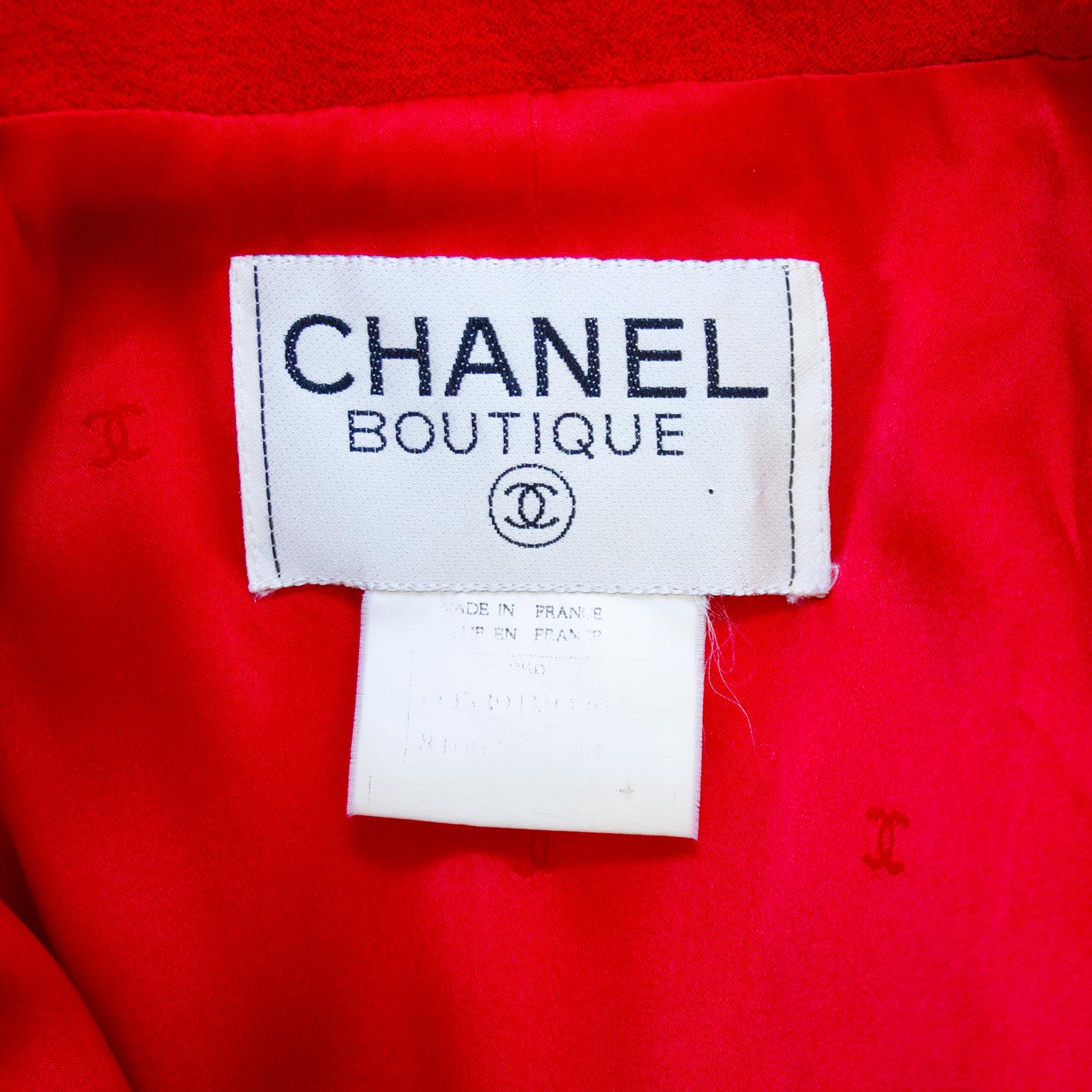 Women's 1990s Chanel Red Boucle Jacket 