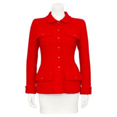 1990s Chanel Red Boucle Jacket