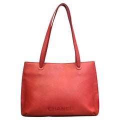 1990s CHANEL Red Calf Leather Tote Bag