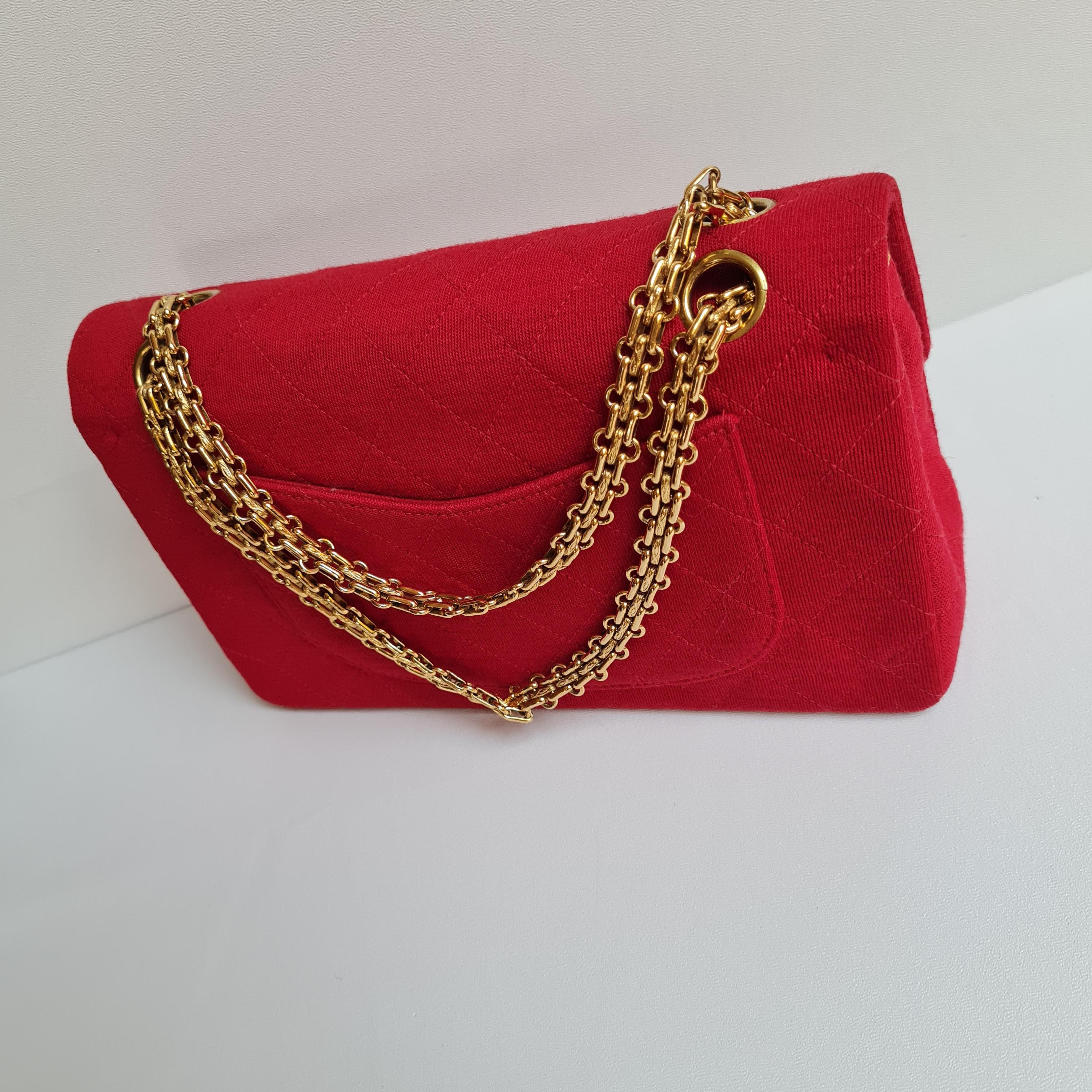 Women's 1990s Chanel Red Jersey Quilted Medium Flap Bag