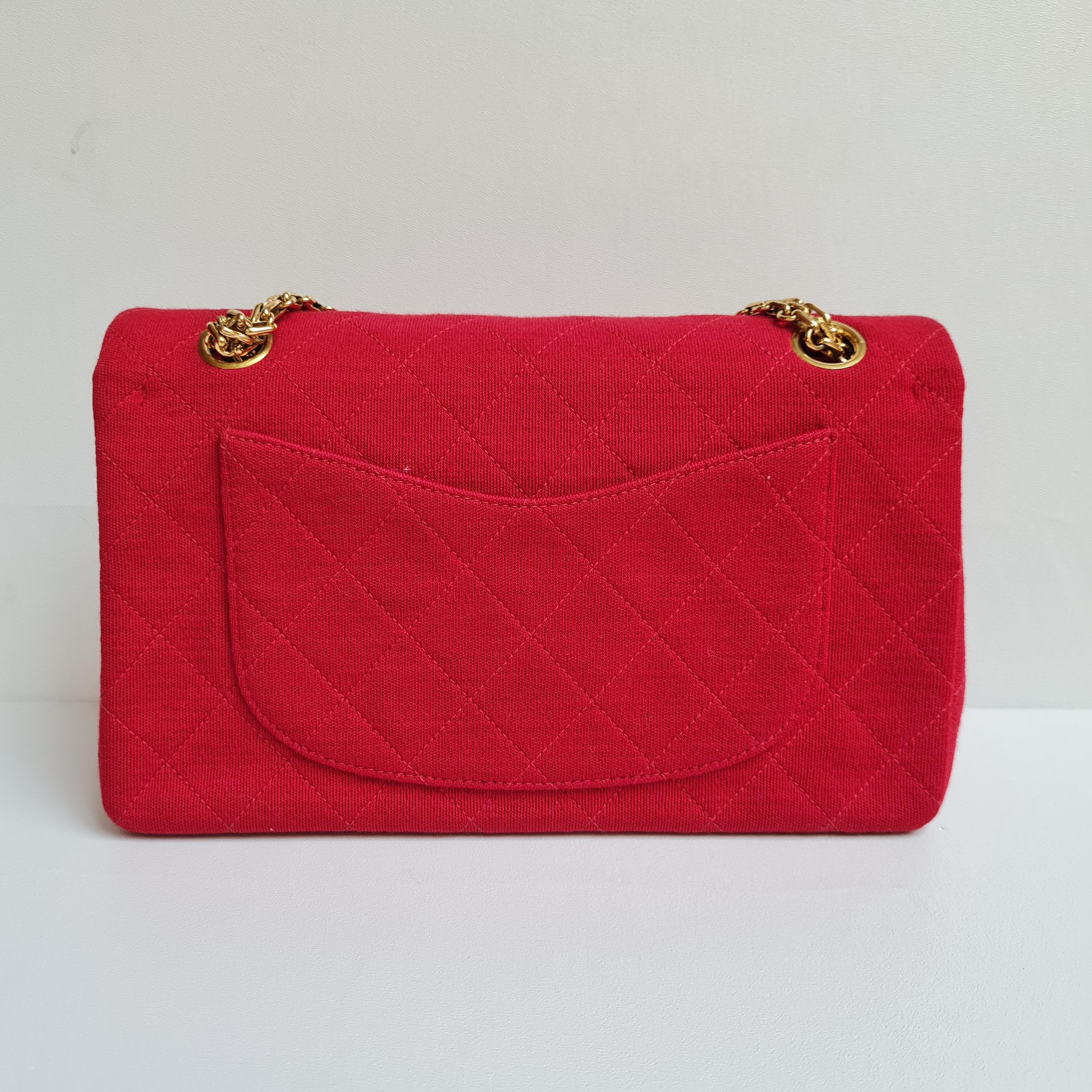 1990s Chanel Red Jersey Quilted Medium Flap Bag 3