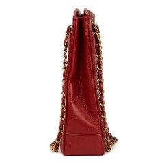 1990 Chanel Red Quilted Caviar Leather Vintage Shoulder Bag