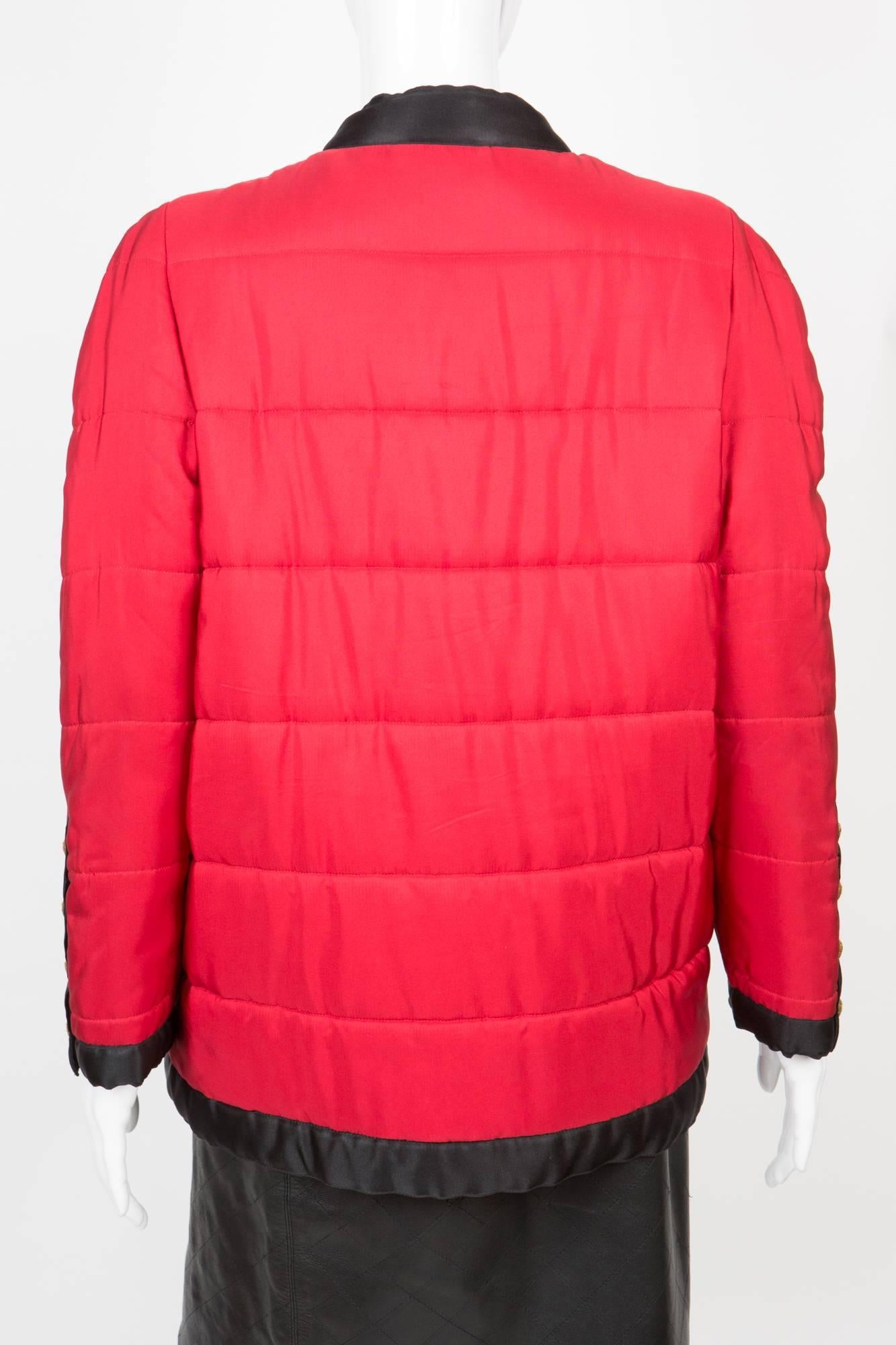 red padded coat