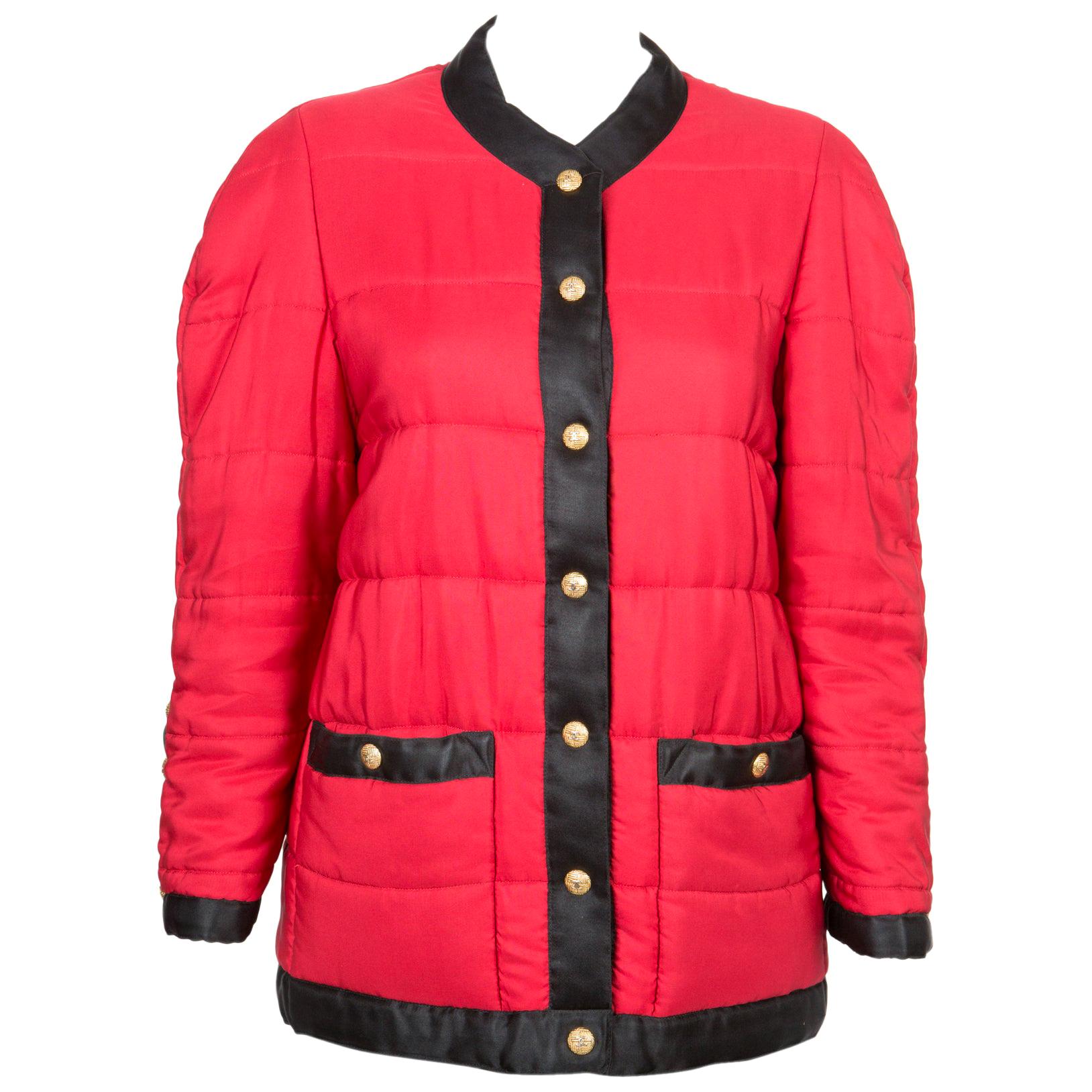 1990s Chanel Red Silk Padded Coat 