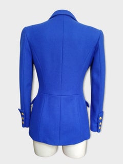 1990s Chanel Royal Blue Wool Jacket with Jewel Buttons, Size38