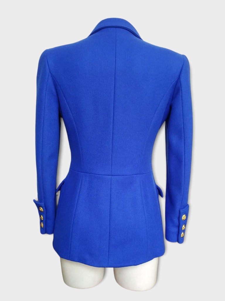 1990s Chanel Royal Blue Wool Jacket with Jewel Buttons, Size38 For Sale ...