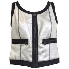 Retro  1990s CHANEL Silver and Black Vest 