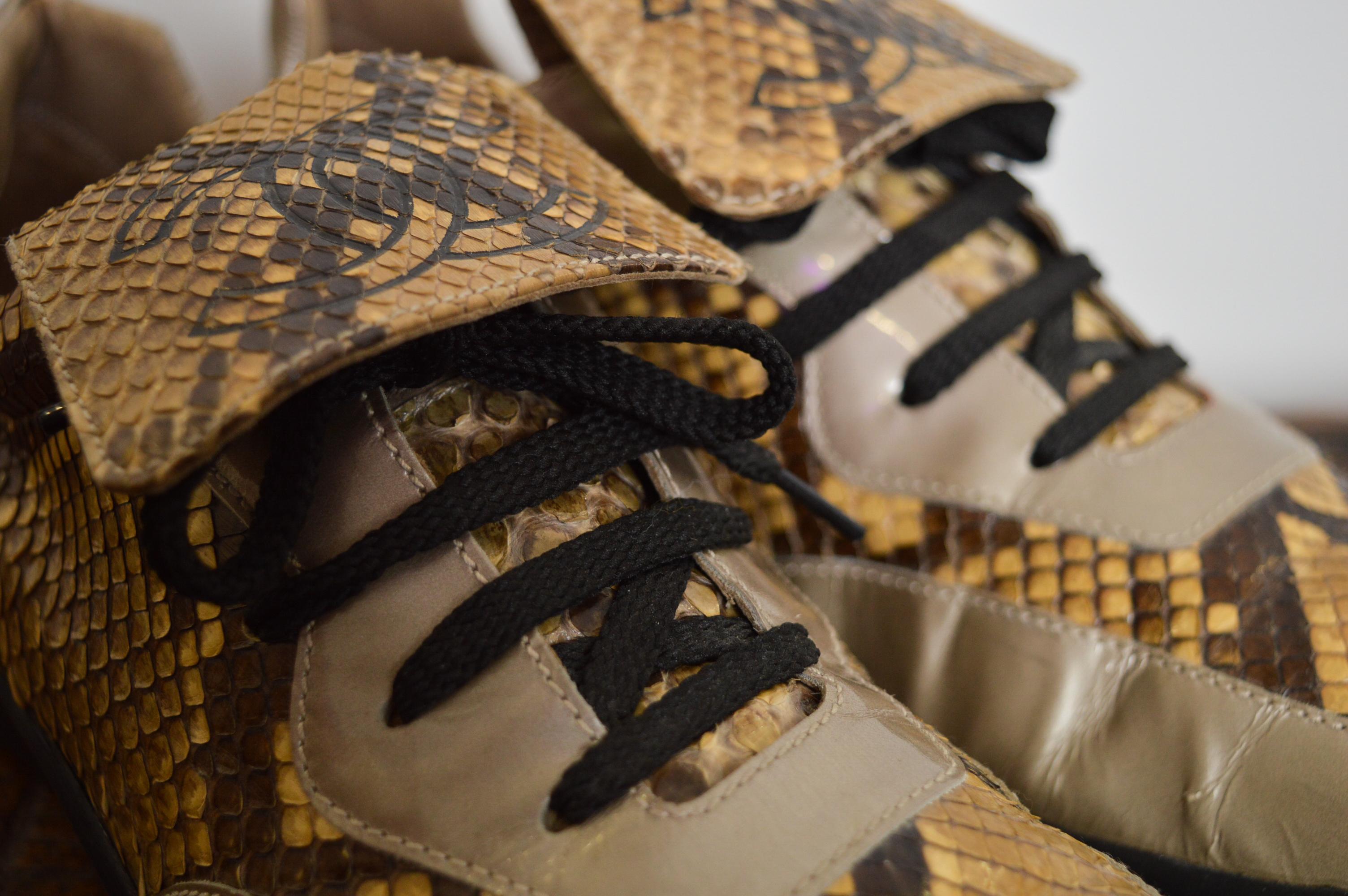 1990s Chanel Silver Leather football soccer style sneaker / CC emblem Trainers For Sale 5