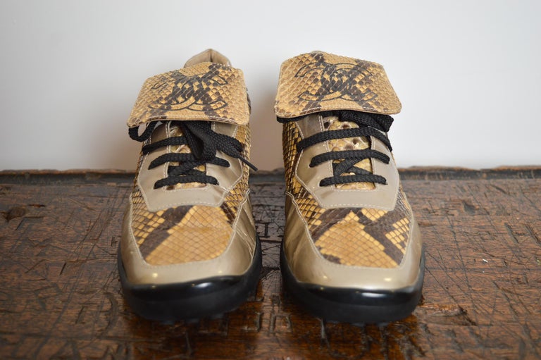 CHANEL 1990’s snake skin football sneaker 1990s Chanel Silver Leather football soccer style sneaker  main image 3