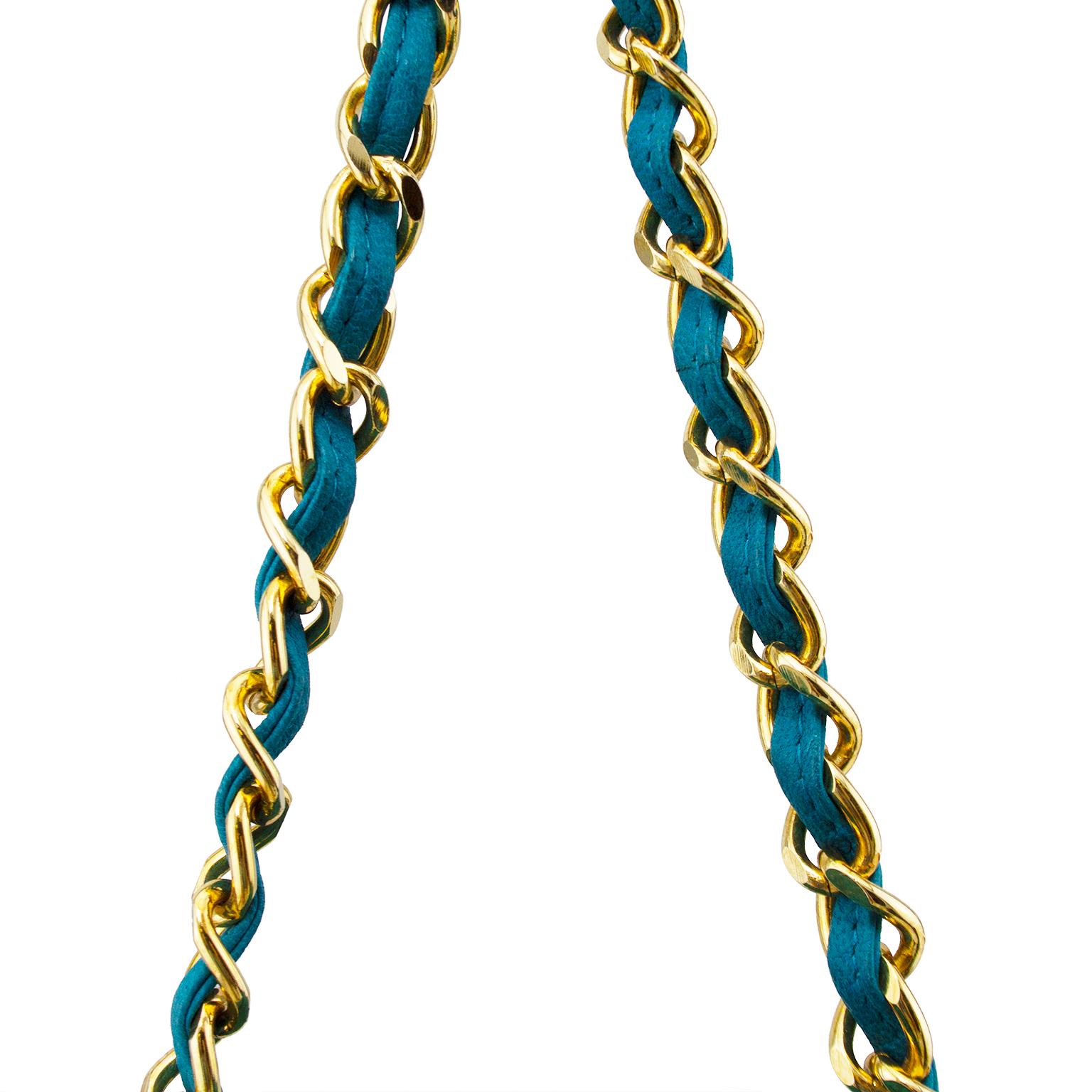 1990s Chanel Teal Suede Mini Bag with Tassel  1