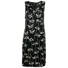1990s Chanel Vintage Black and White Printed Sleeveless Dress