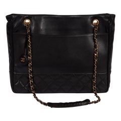 1990
s Chanel Vintage Black Shoulder Tote