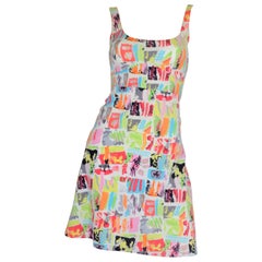 1990's Chanel Vintage Graffiti Print Jersey Dress