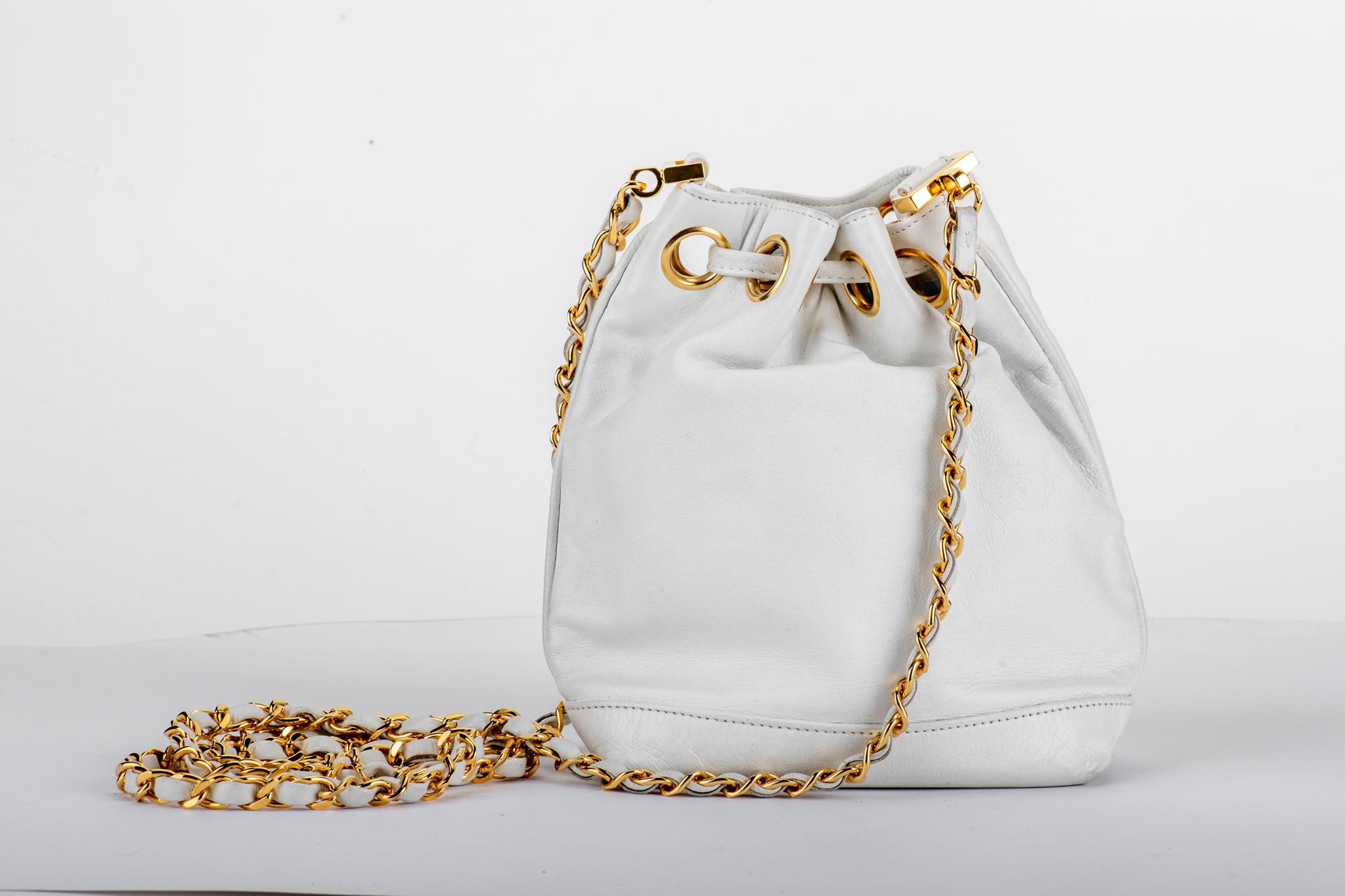 chanel white bucket bag