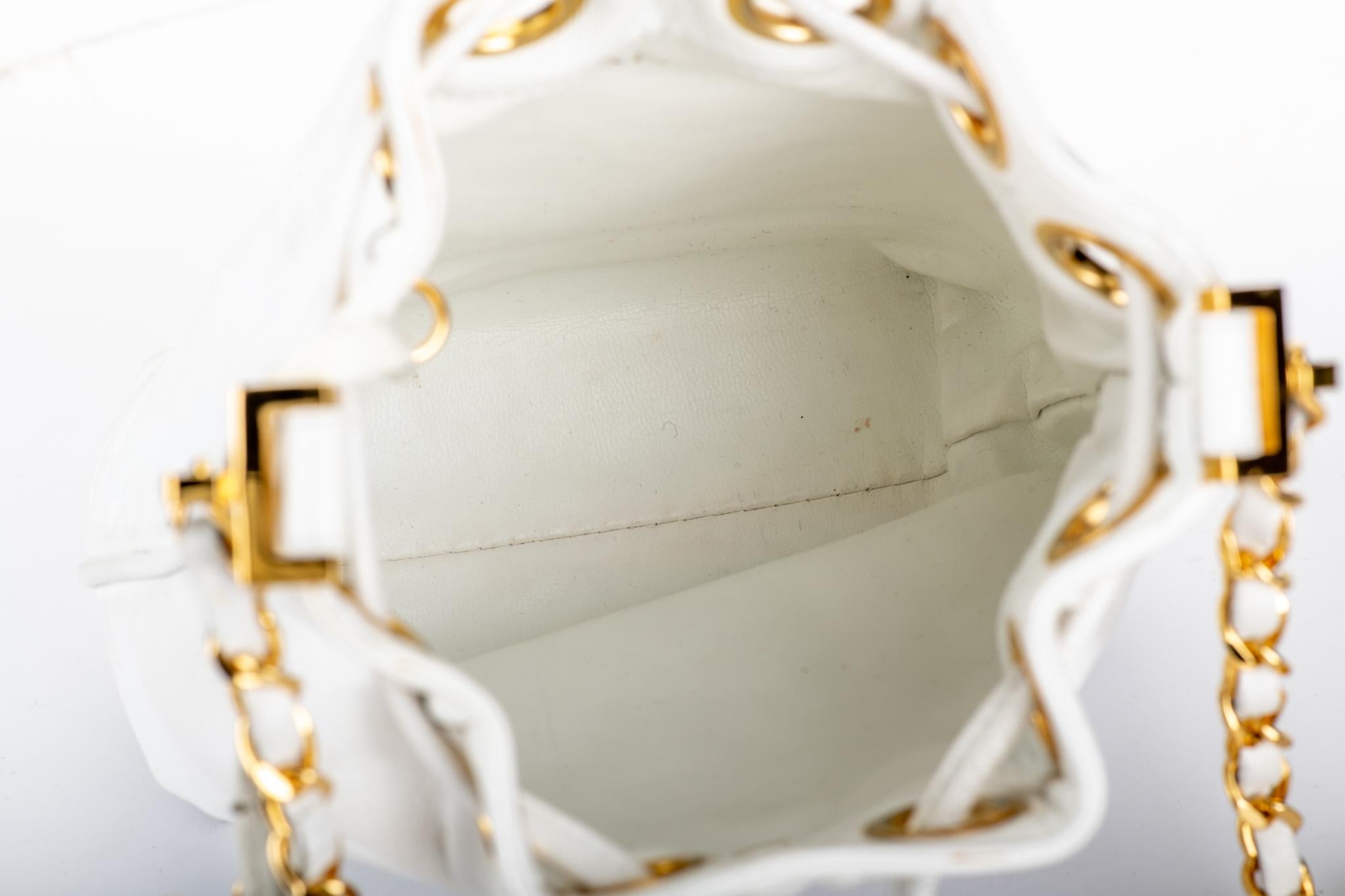 Women's 1990's Chanel White Lamb Vintage Bucket Bag