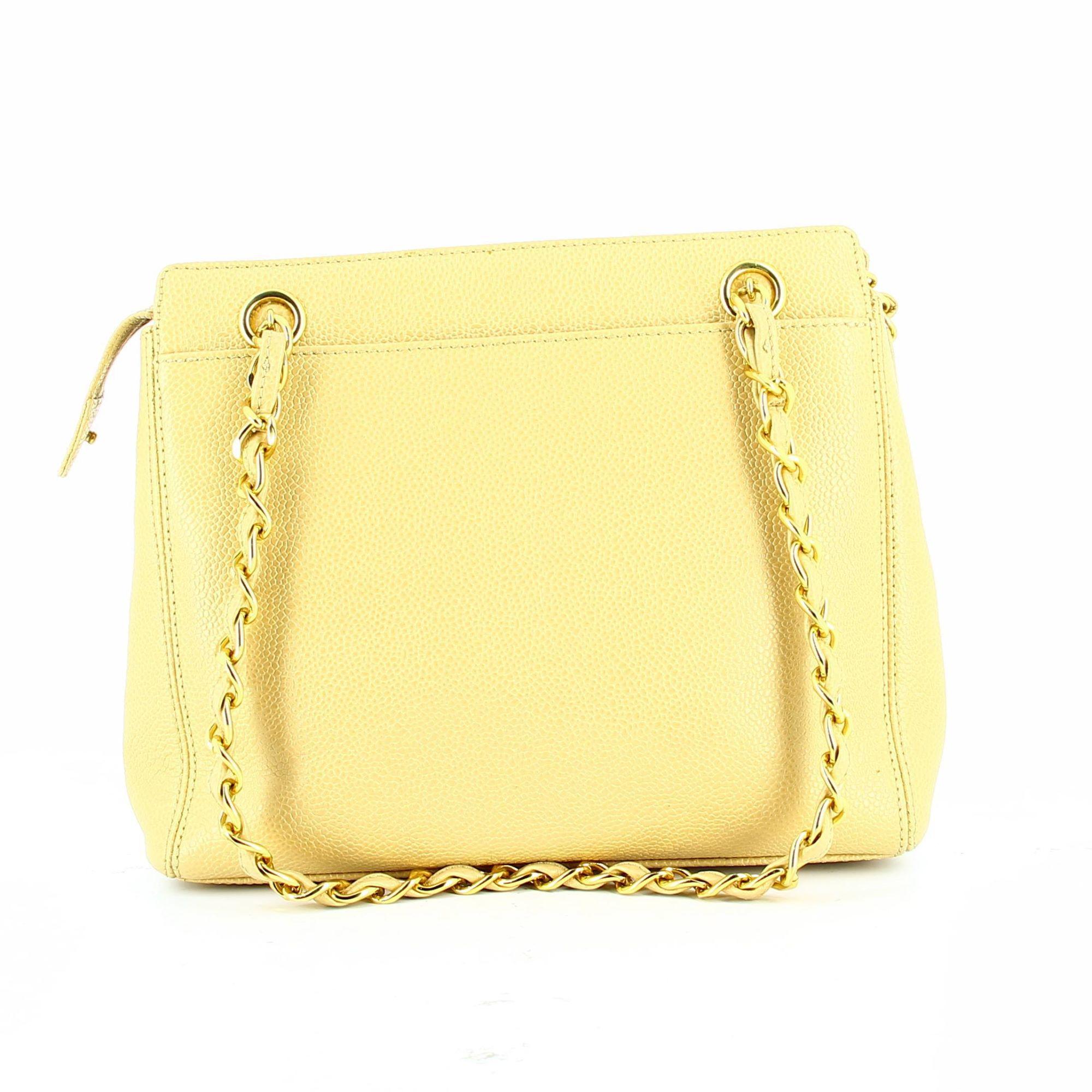 Women's or Men's 1990s Chanel Yellow Leather Bag