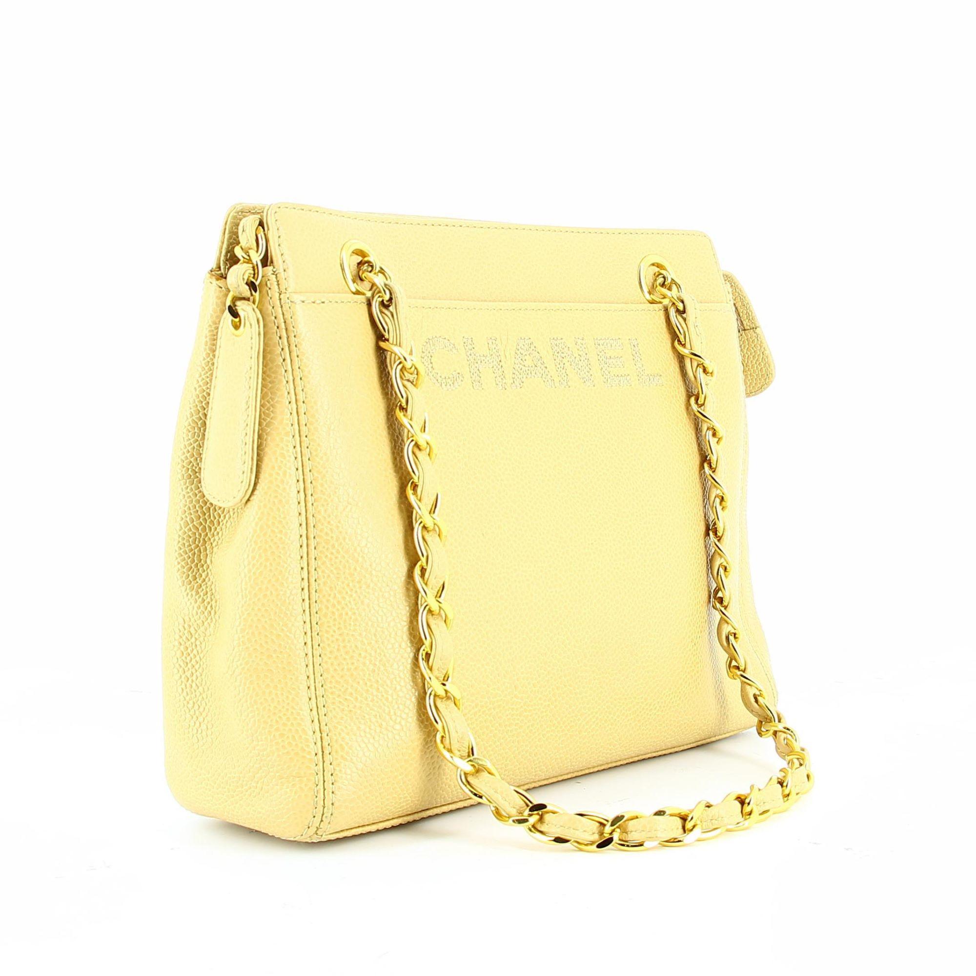 1990s Chanel Yellow Leather Bag 2