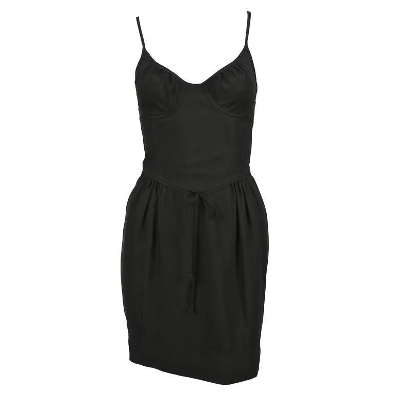 1990's CHEAP AND CHIC by MOSCHINO black bustier minidress For Sale