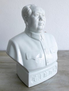 1990s Chinese Porcelain Figure Bust of Mao Zedong